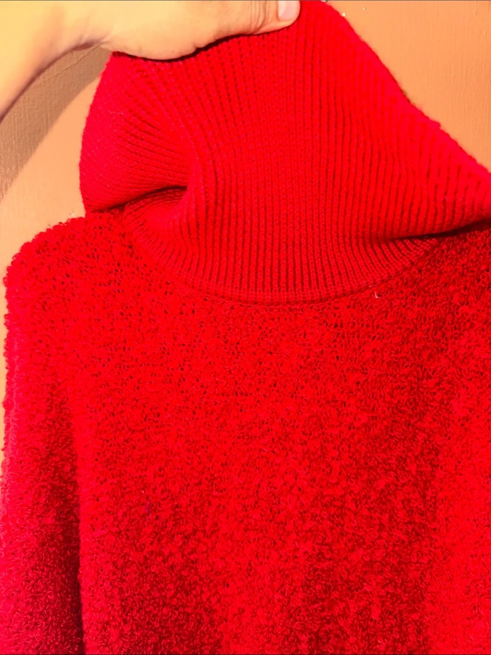 VTG L'Eau Vive Red Mohair Wool Blend Cowl Neck Sweater Small 80s 90s
